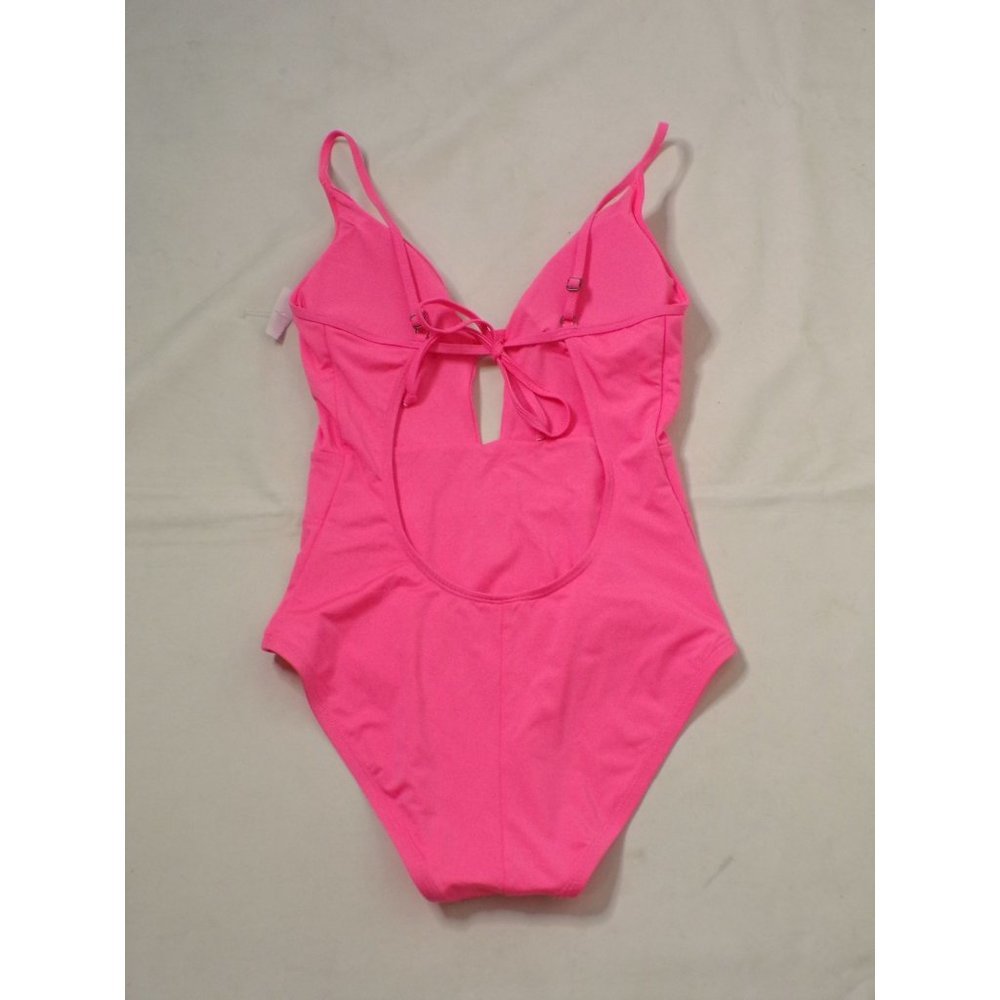 BECCA Color Code Plunge One-Piece Swimsuit Small (4-6) Coral Pink NEW - Picture 4 of 5